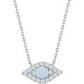 Women's Necklace - Sterling Silver White Opal and CZ Evil Eye | M-6881