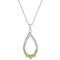 Classic Women's Necklace - Sterling Silver Pear-shaped Peridot Gemstone | M-6946