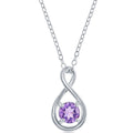 Classic Women's Necklace - Sterling Round 5mm Amethyst Gemstone Infinity | M-6973