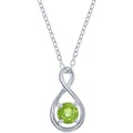 Classic Women's Necklace - Sterling Round 5mm Peridot Gemstone Infinity | M-6975