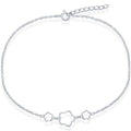 Classic Women's Anklet - Sterling Silver 3 Center Flowers, 10 inch | R-9048-10