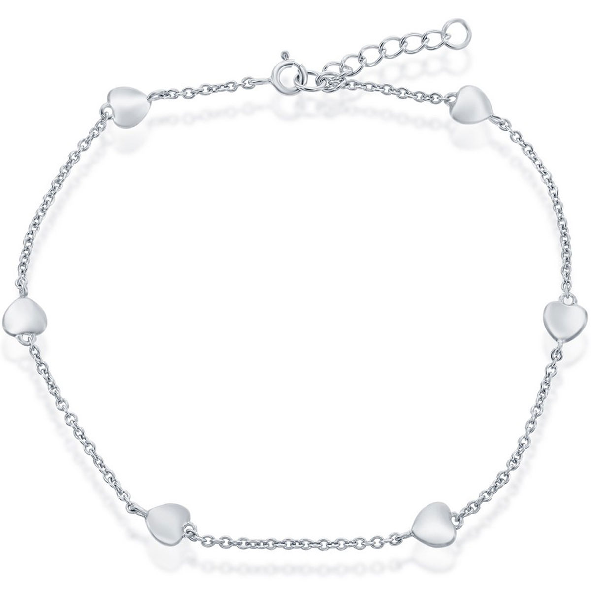 Classic Women's Anklet - Sterling Silver Heart, 9 inch | R-9049-9