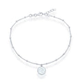 Classic Women's Anklet - Sterling Silver Beaded with Wave Disc | R-9226