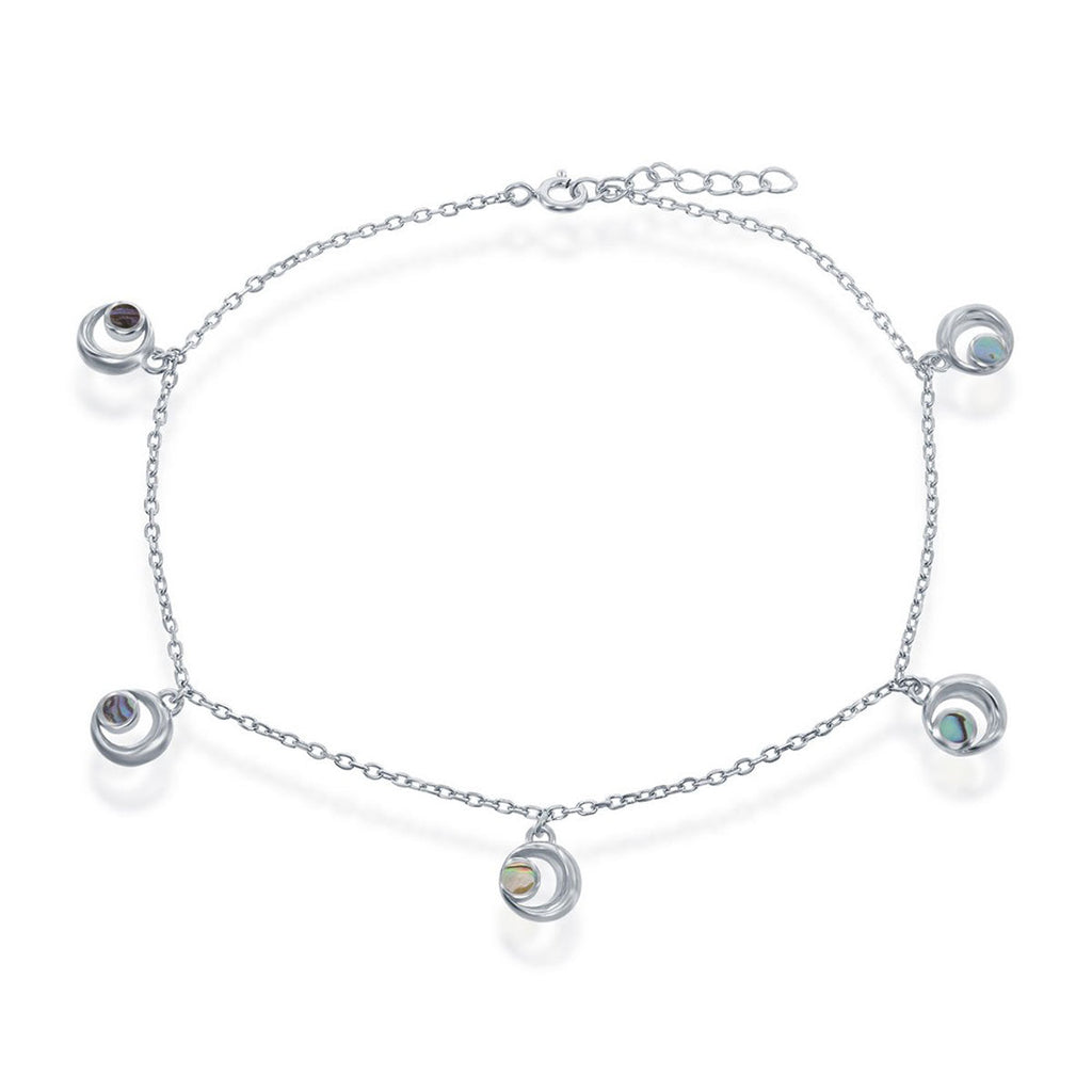 Classic Women's Anklet - Sterling Silver Abalone Crescent Moon | R-9246