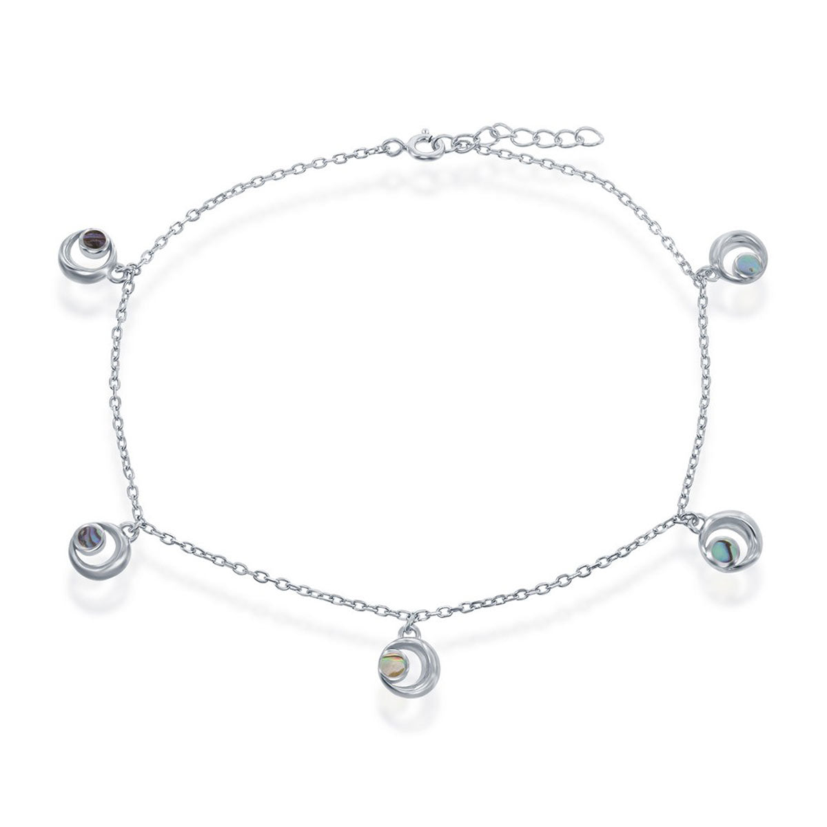 Classic Women's Anklet - Sterling Silver Abalone Crescent Moon | R-9246
