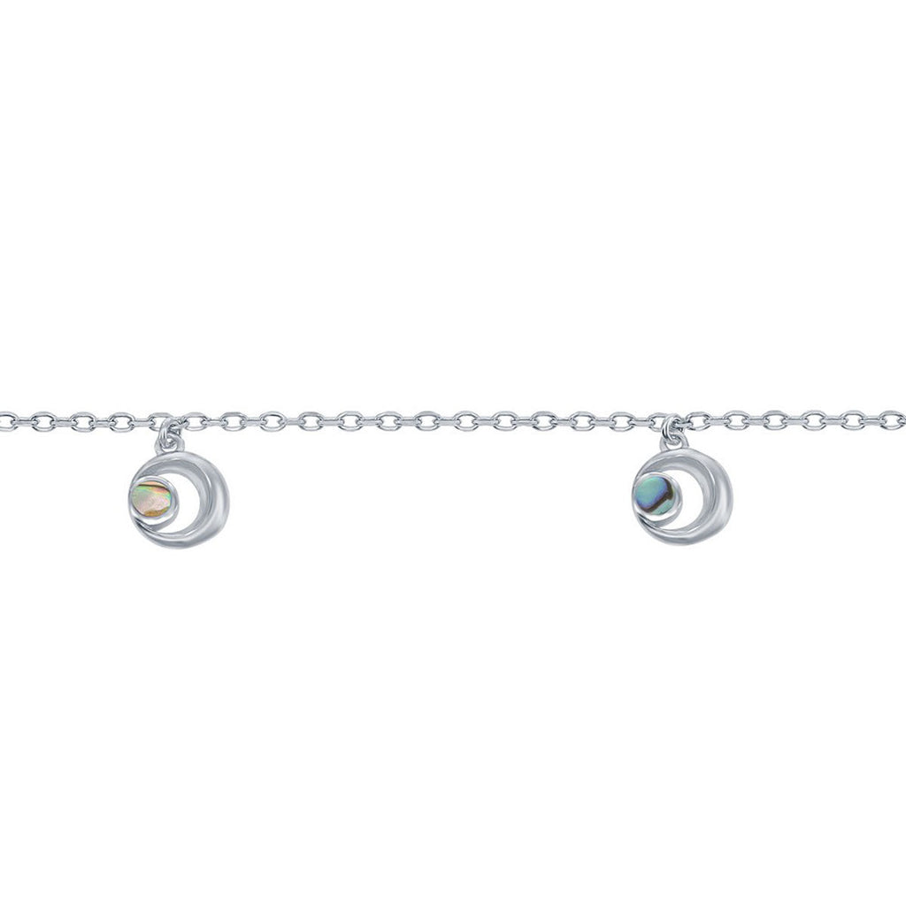 Classic Women's Anklet - Sterling Silver Abalone Crescent Moon | R-9246