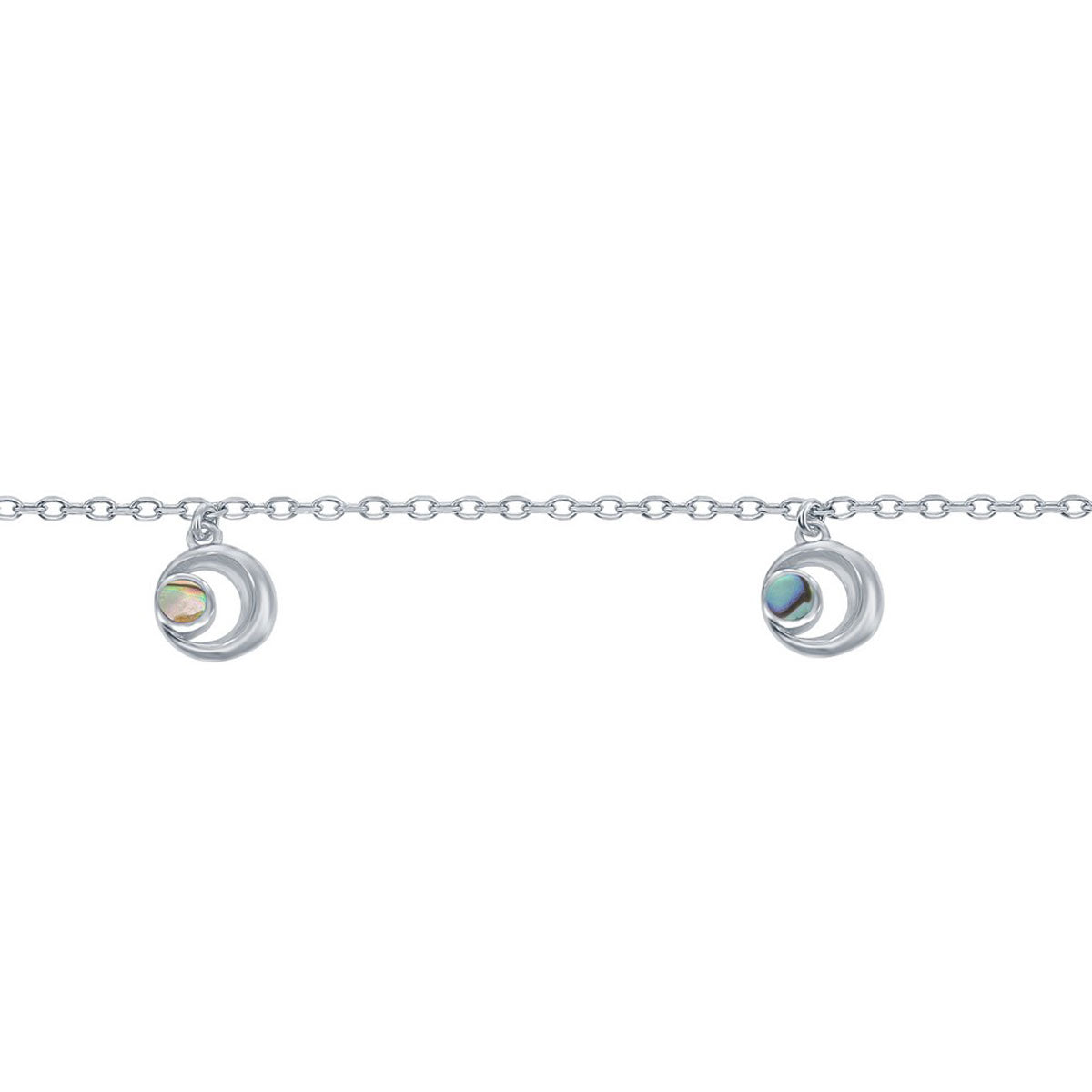 Classic Women's Anklet - Sterling Silver Abalone Crescent Moon | R-9246