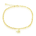 Classic Women's Anklet - GP Sterling Mirror Chain with Elephant Charm | R-9263-GP