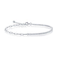 Classic Women's Anklet - Sterling Silver 2mm Half Tennis and 3.5mm Paperclip | R-9268
