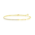 Classic Women's Anklet - GP Sterling Half Tennis and 3.5mm Paperclip | R-9268-GP