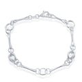 Classic Women's Bracelet - Sterling Silver Bar and Circle Link | S-4660