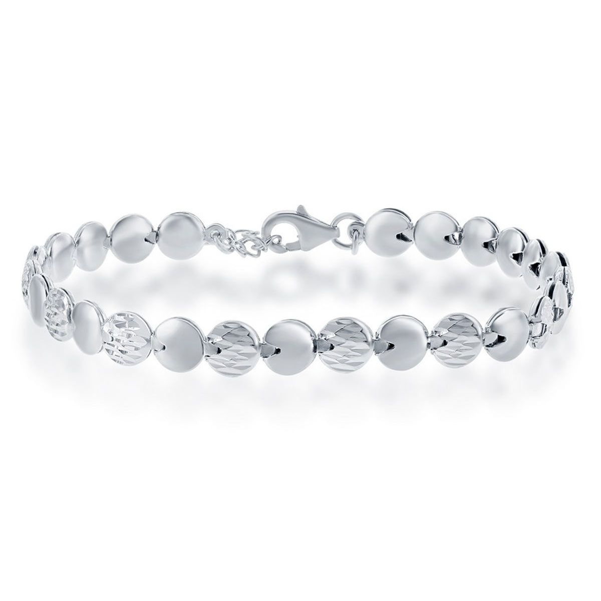 Classic Women's Bracelet - Sterling Alternating Plain and D-C Small Circles | S-4730