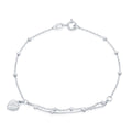 Classic Women's Bracelet - Sterling Silver Beads with Heart Charm | S-4966