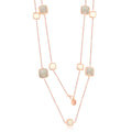Women's Necklace - RG Sterling White and Grey Moon Stone Square | SMM-5808