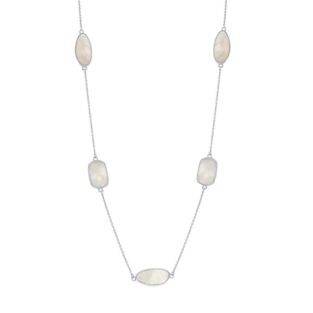 Women's Necklace - Sterling Silver Rectangle and Irregular MOP | SMM-6316