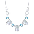 Women's Necklace - Sterling Alternating Oval Blue Topaz and MOP | SMM-6321