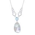 Women's Y Necklace - Sterling Silver MOP with Blue Topaz Designed | SMM-6329
