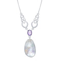 Women's Y Necklace - Sterling Silver MOP with Oval Amethyst Designed | SMM-6330