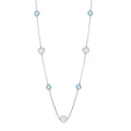 Women's Necklace - Sterling Alternating Round Blue Topaz and MOP | SMM-6934