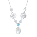 Classic Women's Necklace - Sterling Silver MOP and Blue Topaz Designed | SMM-6936