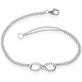 Classic Women's Bracelet - Sterling Silver Double Strand White CZ Infinity | T-6934