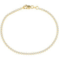 Classic Women's Bracelet - Sterling Silver Gold Tone Thin White CZ Tennis | T-6949