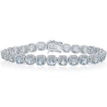 Classic Women's Bracelet - Sterling Silver Blue Topaz Gem with Rope Design | T-7562