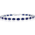 Classic Women's Bracelet - 6x4 mm Oval and Blue Diffusion Sapphire Tennis | T-7576