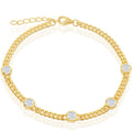 Classic Women's Bracelet - Gold Plated Bezel-Set CZ by the Yard Curb Chain | T-7855