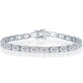 Classic Women's Bracelet - Sterling Silver 7x5 mm Oval White CZ Tennis | T-7863