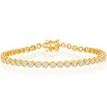 Classic Women's Bracelet - Gold Plated 4mm Round White Bezel CZ Tennis | T-7870-GP