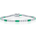 Classic Women's Bracelet - Sterling Silver White and Blue Sapphire CZ Tennis | T-7873