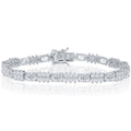 Classic Women's Bracelet - Sterling Silver Oval and Round CZ 4mm Tennis | T-7876