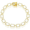 Classic Women's Bracelet - Sterling Silver Gold Plated CZ Paperclip | T-7892-GP