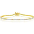 Classic Women's Bracelet - Gold Plated 3mm Princess-Cut White CZ Tennis | T-7906-GP