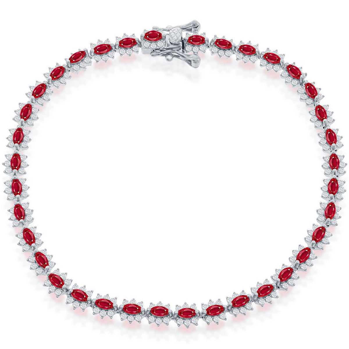 Classic Women's Bracelet - Sterling Silver 5mm Royal Red Ruby CZ Tennis | T-7950