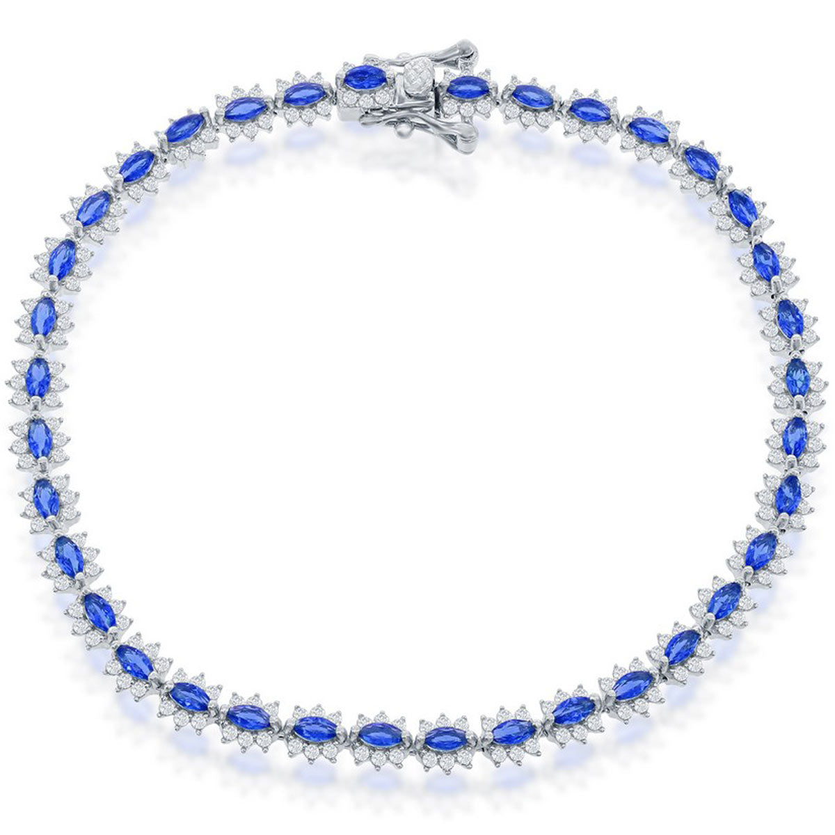 Classic Women's Bracelet - Sterling Silver 5mm Royal Sapphire CZ Tennis | T-7951