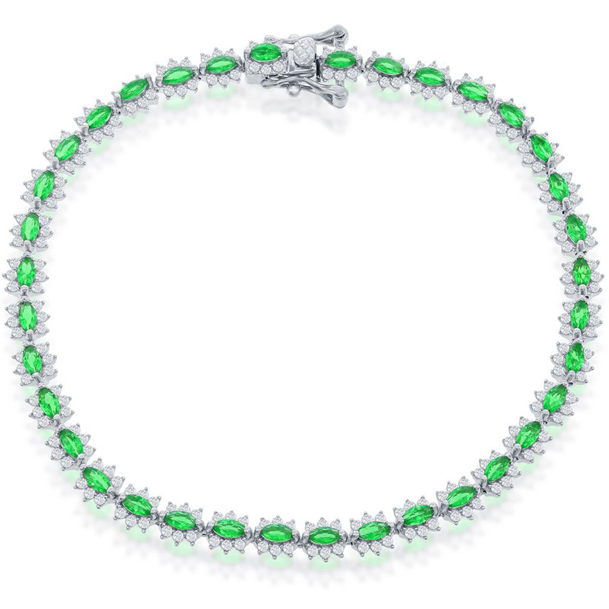 Classic Women's Bracelet - Sterling Silver 5mm Royal Emerald CZ Tennis | T-7952