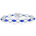 Classic Women's Bracelet - Sterling Silver Marquise and Oval Sapphire CZ | T-7981