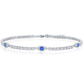 Classic Women's Bracelet - Sterling Silver White and Blue CZ Evil Eye Tennis | T-8002