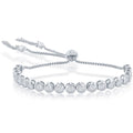 Classic Women's Bracelet - Silver 5mm Tennis Bezel-Set CZ Bolo Tassel | T-8059