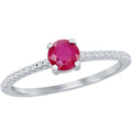 Classic Women's Ring - 5mm Round Ruby and White Topaz Solitaire, Size 8 | W-2854-8