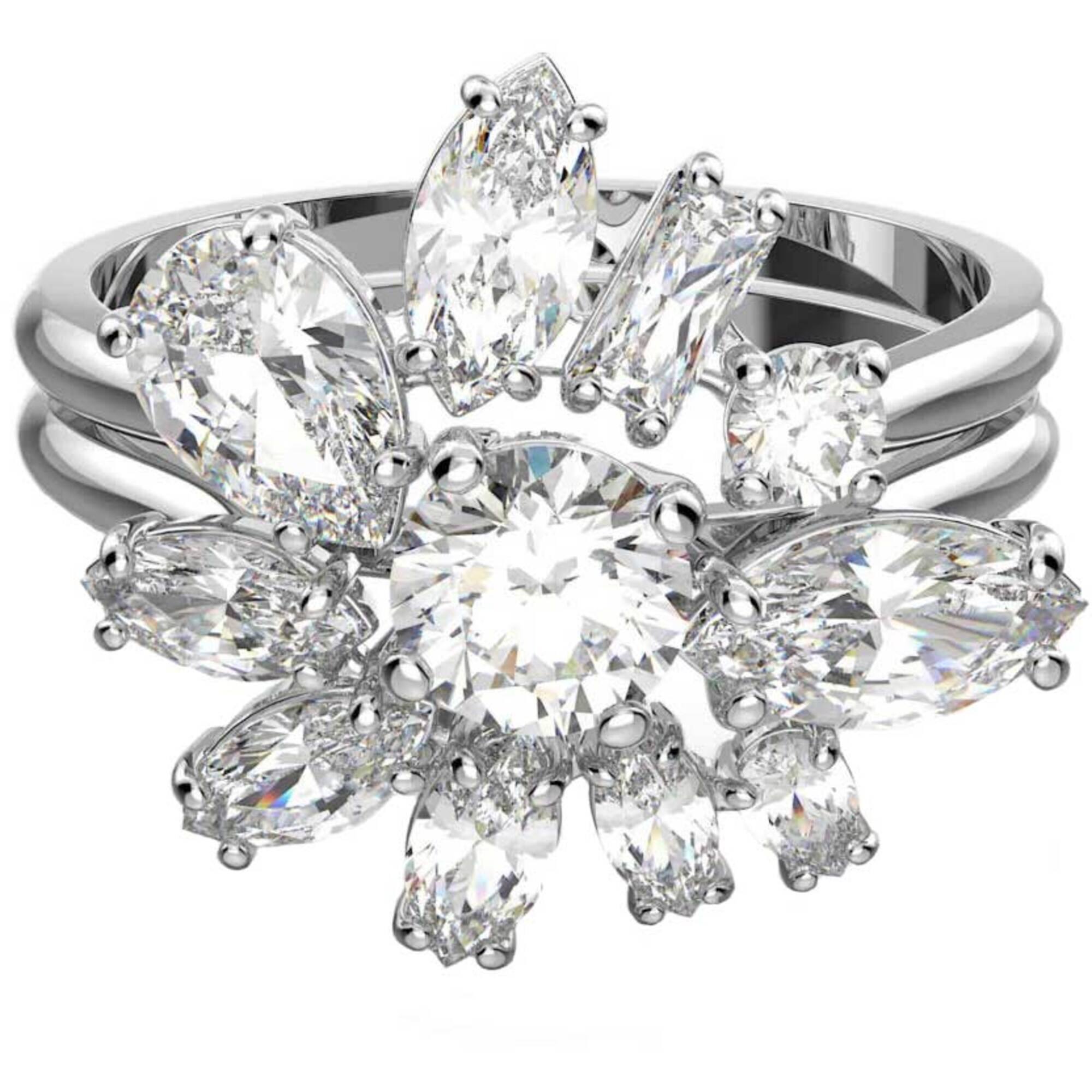 Swarovski Women's Ring - Gema Rhodium Plated with Clear Stones Cocktail | 5644661