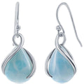 Women's Earrings - Pearshaped Blue Larimar Stone Twist | D-7459