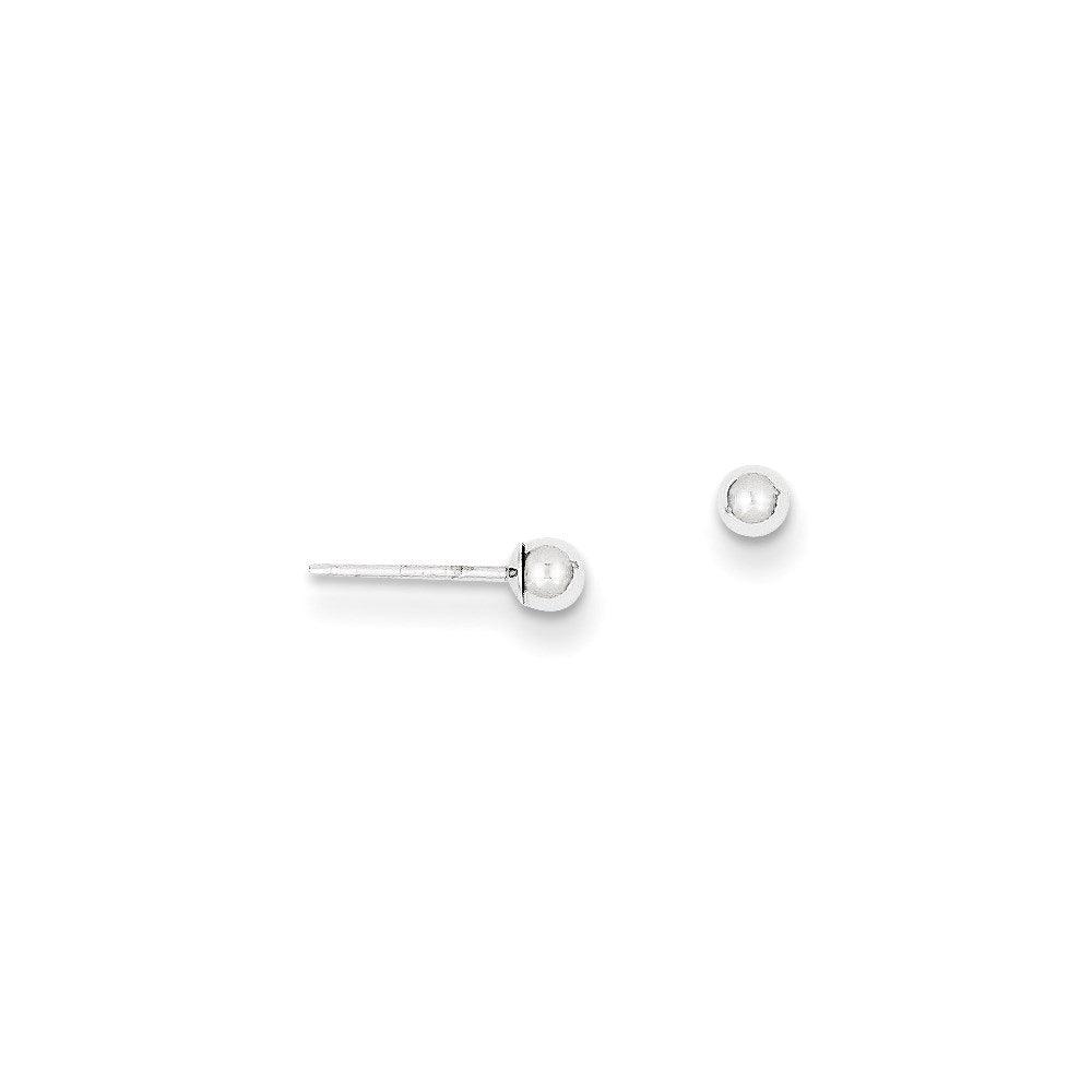 14k White Gold Polished 3mm Ball Post Earrings
