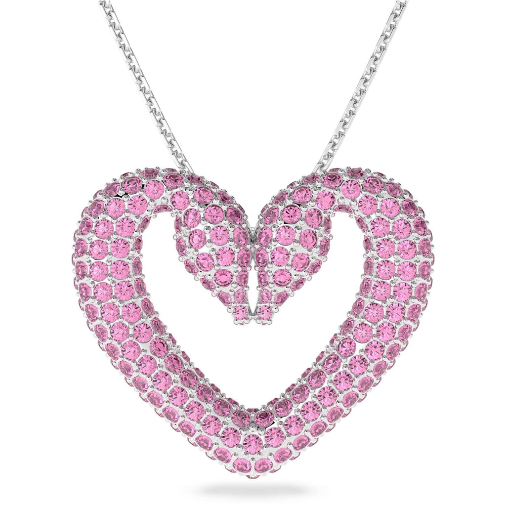 Swarovski Women's Pendant Necklace - Una Pink Crystal Rhodium Plated Large | 5631931