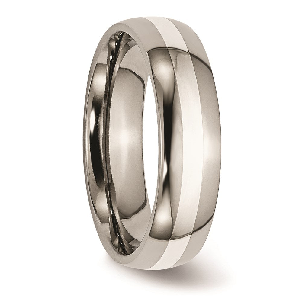Titanium Sterling Silver Inlay 6mm Polished Band | TB81
