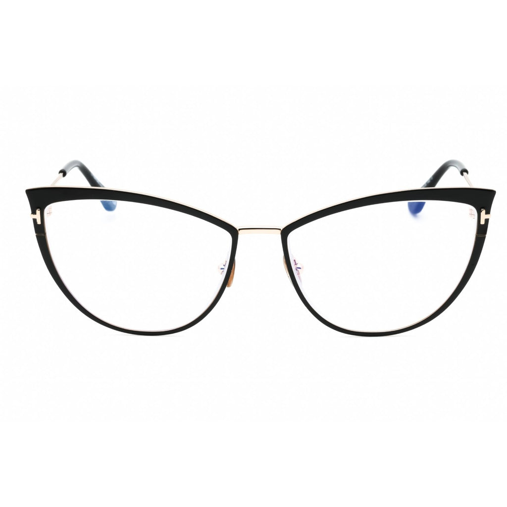 Tom Ford Women's Eyeglasses - Shiny Black Metal Cat Eye Full Rim Frame | FT5877-B 001