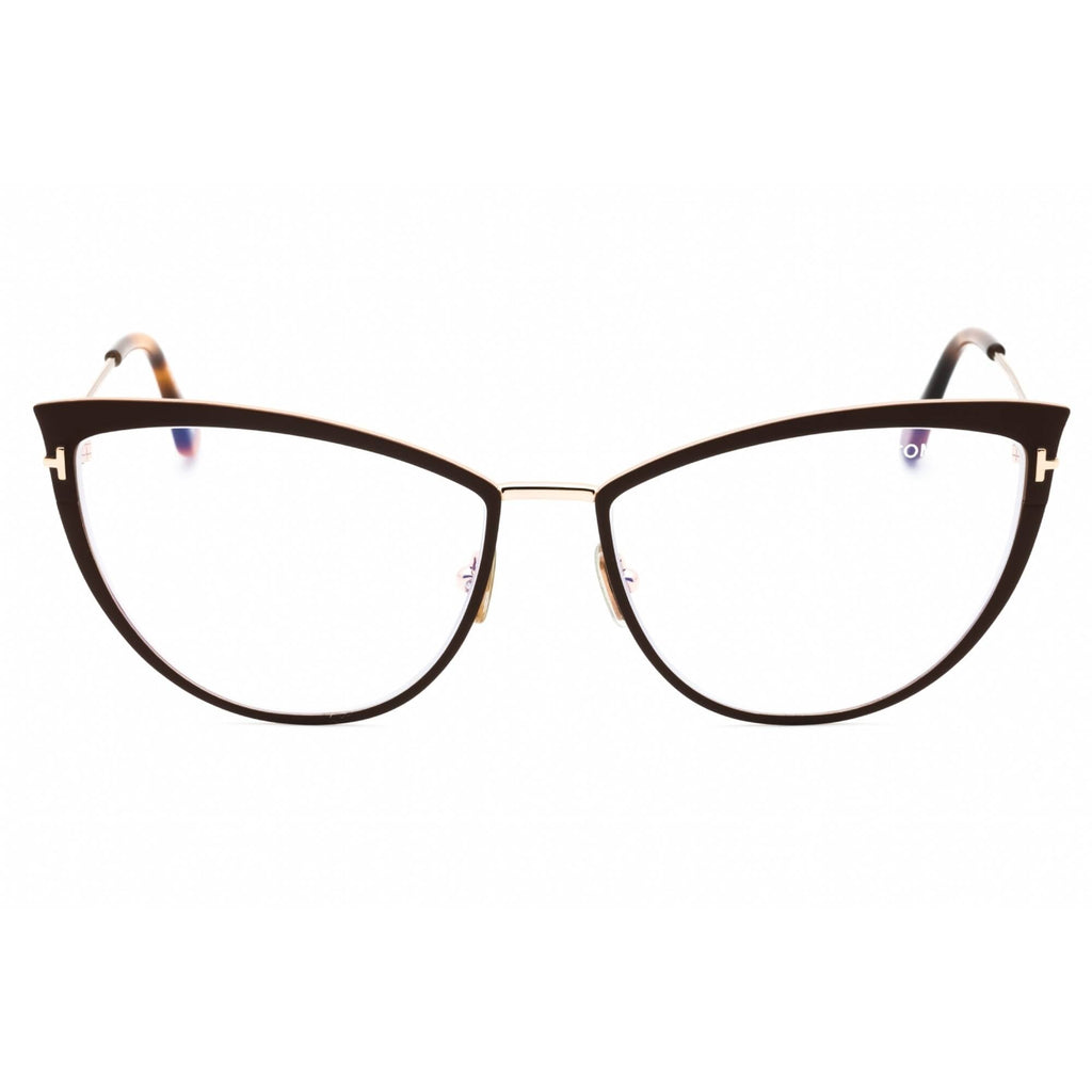 Tom Ford Women's Eyeglasses - Matte Light Brown Metal Cat Eye Frame | FT5877-B 046