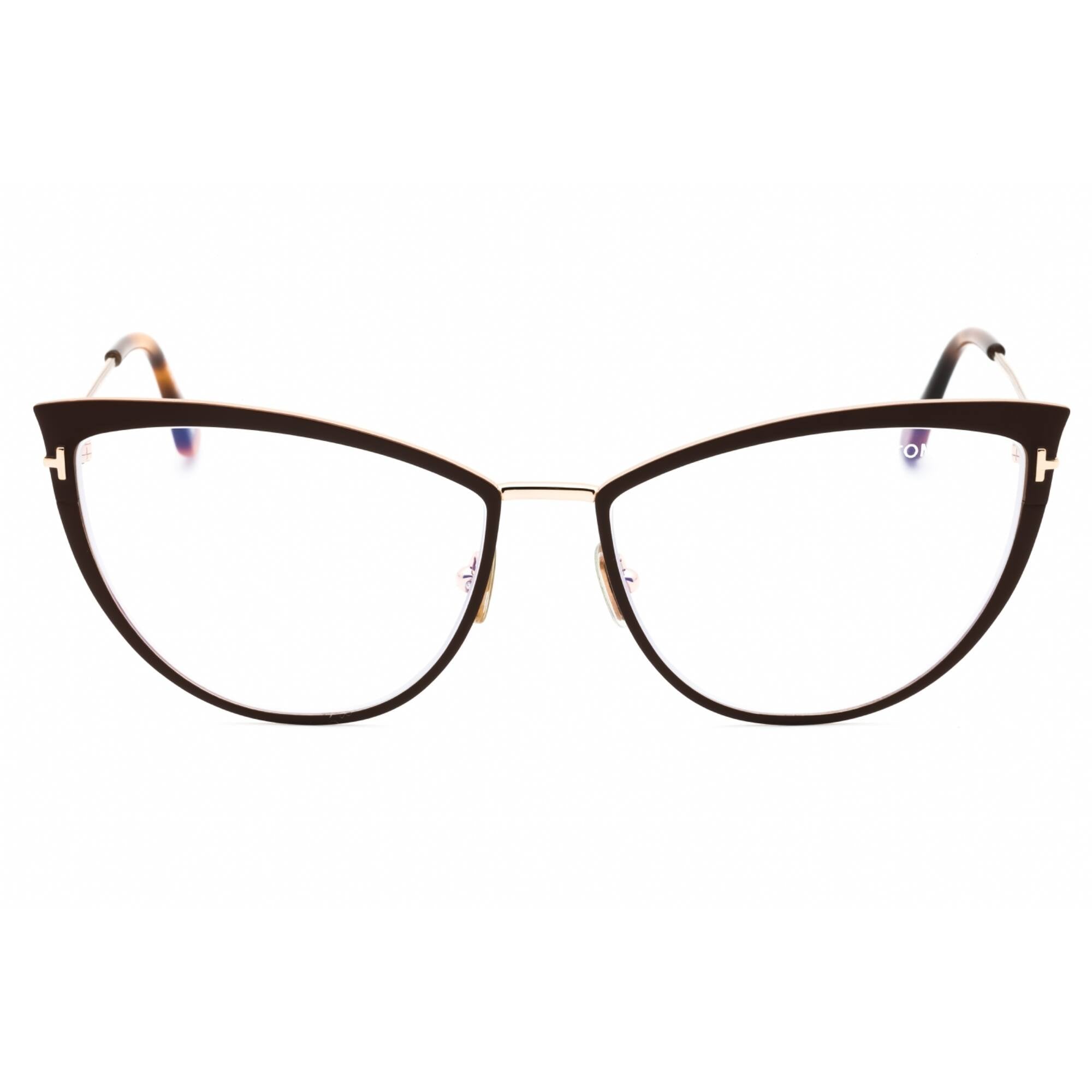 Tom Ford Women's Eyeglasses - Matte Light Brown Metal Cat Eye Frame | FT5877-B 046